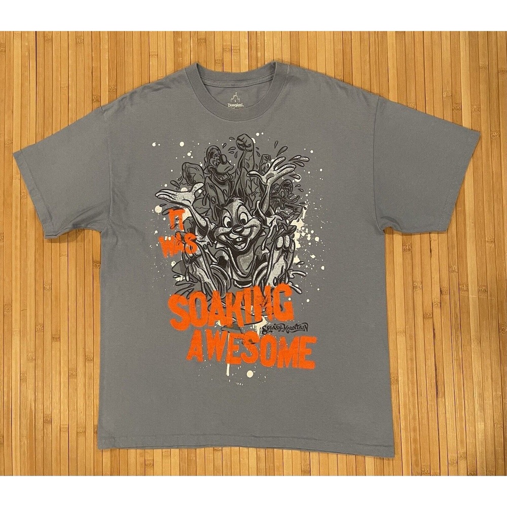 Vintage Disney Splash Mountain IT WAS SOAKING AWESOME T-Shirt Sz L VERY RARE